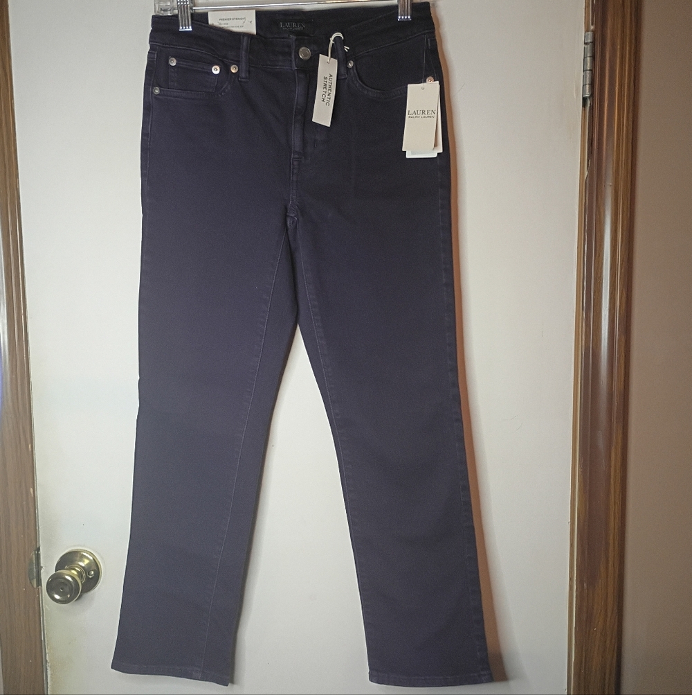 Lauren Ralph Lauren Premier Straight Authentic Stretch Purple Jeans NWT Size‎ 2